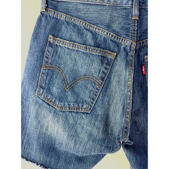 Levis Denim Frayed Hem Button Fly DIY Cut Off Shorts Size W30 - Picture 8 of 15